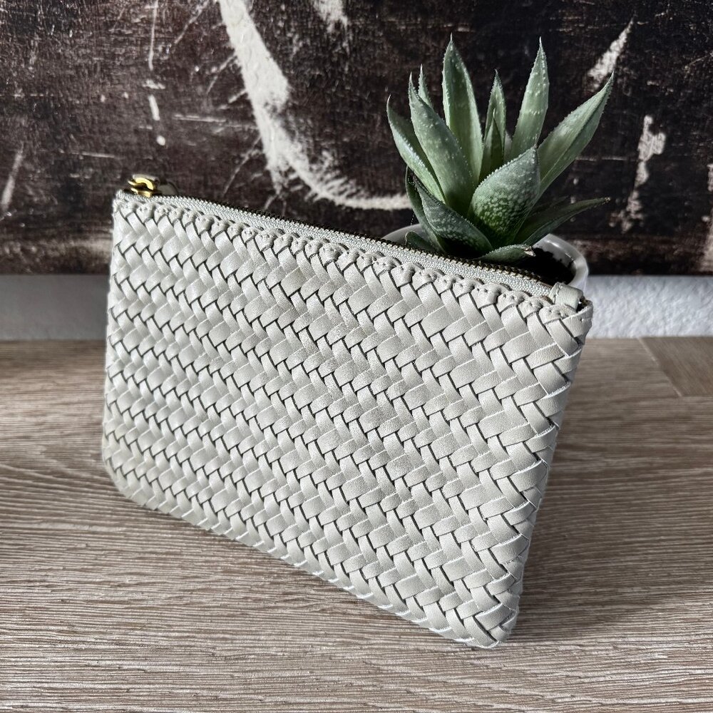 NWT Madewell Woven Leather Wallet/Clutch - Ashen Sage